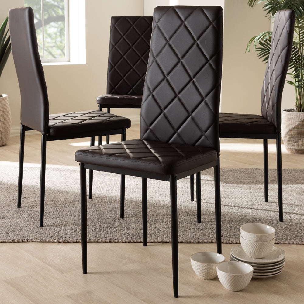 Baxton Studio Blaise Modern And Contemporary Brown Faux Leather Upholstered Dining Chair (Set Of 4)