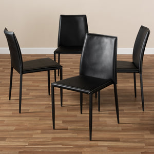 Baxton Studio Pascha Modern And Contemporary Black Faux Leather Upholstered Dining Chair (Set Of 4)