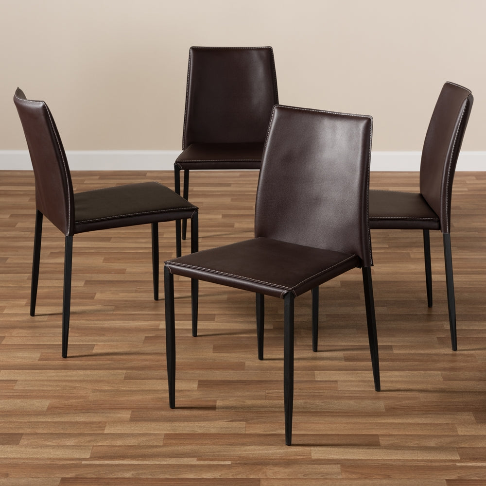 Baxton Studio Pascha Modern And Contemporary Brown Faux Leather Upholstered Dining Chair (Set Of 4)