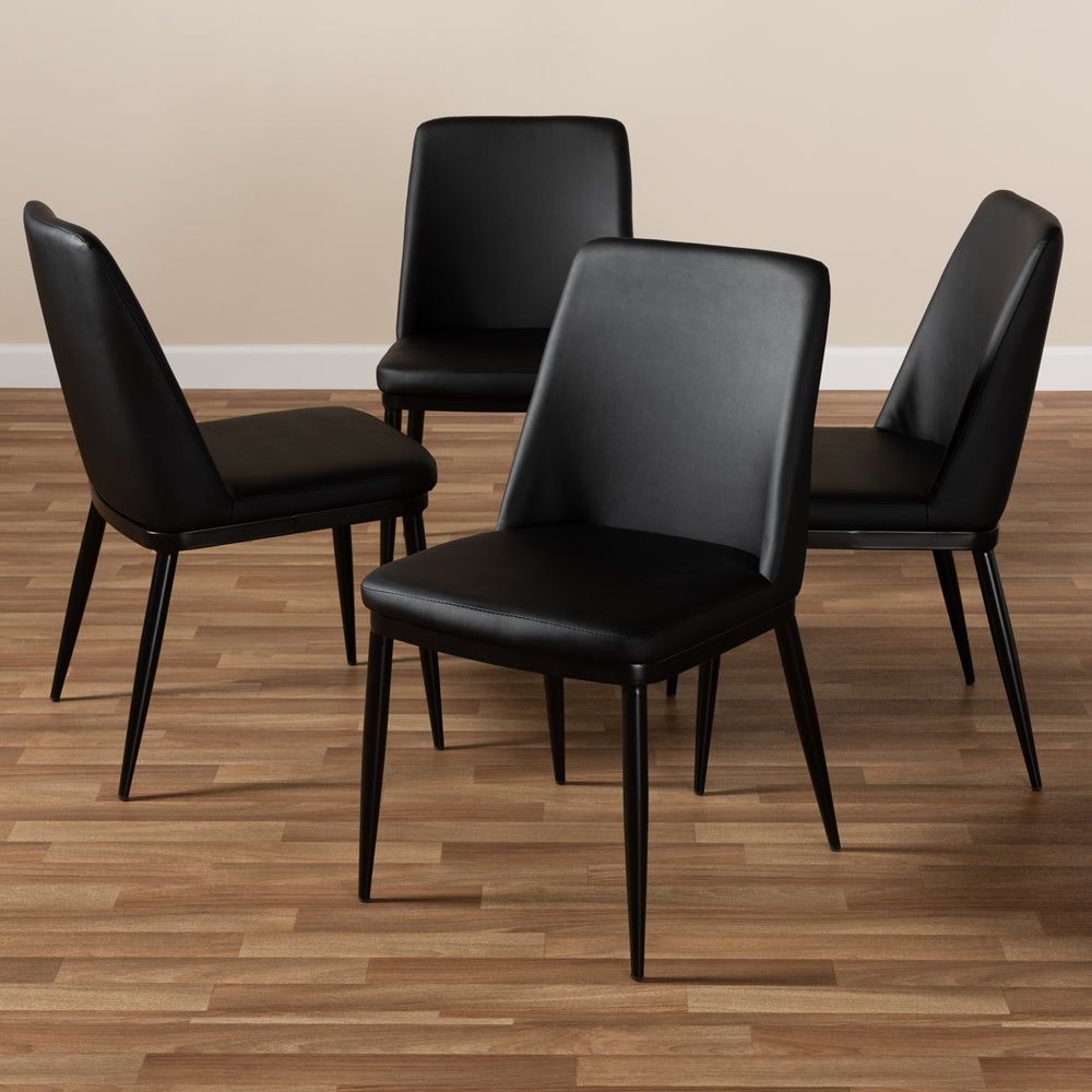 Baxton Studio Darcell Modern And Contemporary Black Faux Leather Upholstered Dining Chair (Set Of 4)