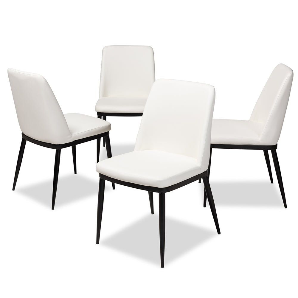 Baxton Studio Darcell Modern And Contemporary White Faux Leather Upholstered Dining Chair (Set Of 4)