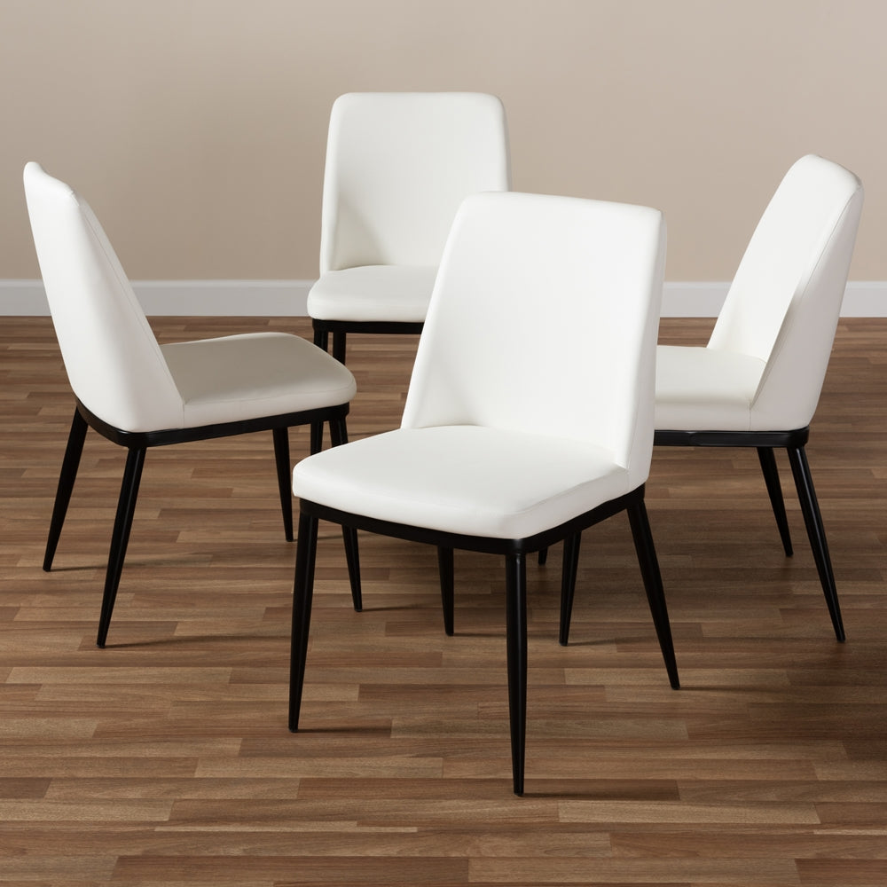 Baxton Studio Darcell Modern And Contemporary White Faux Leather Upholstered Dining Chair (Set Of 4)