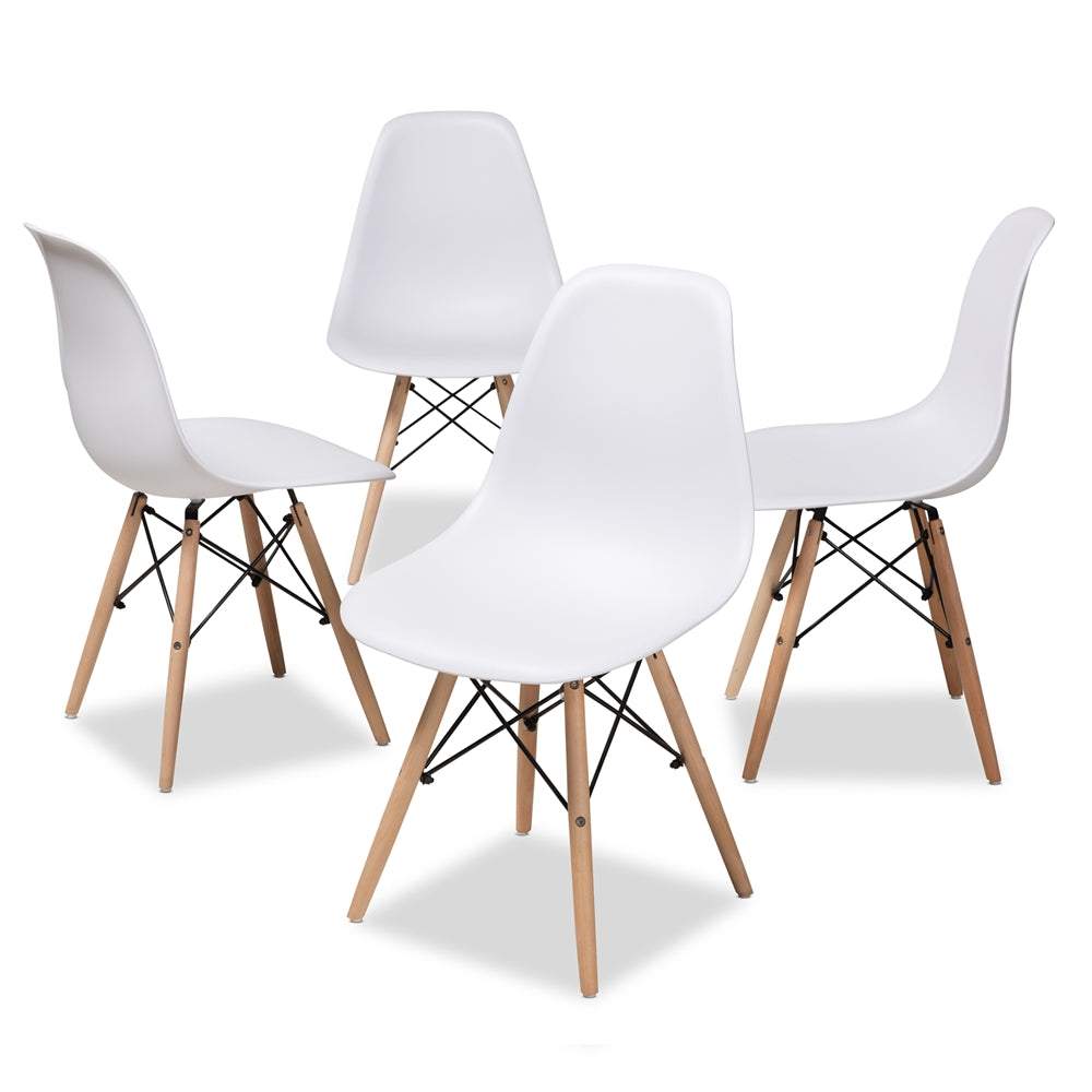 Baxton Studio Sydnea Mid-Century Modern White Acrylic Brown Wood Finished Dining Chair (Set Of 4)