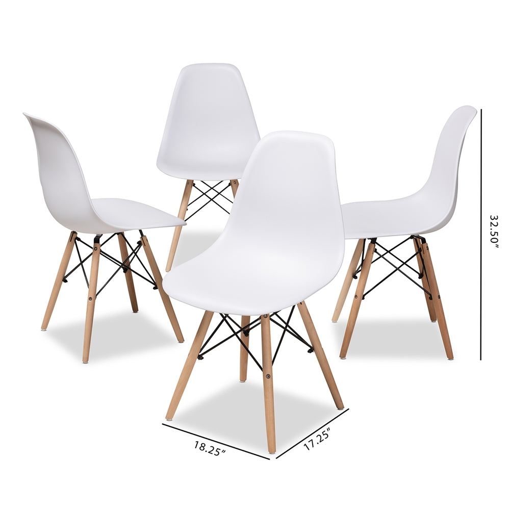 Baxton Studio Sydnea Mid-Century Modern White Acrylic Brown Wood Finished Dining Chair (Set Of 4)