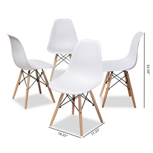 Baxton Studio Sydnea Mid-Century Modern White Acrylic Brown Wood Finished Dining Chair (Set Of 4)