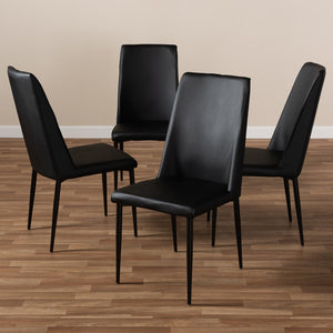 Baxton Studio Chandelle Modern And Contemporary Black Faux Leather Upholstered Dining Chair (Set Of 4)