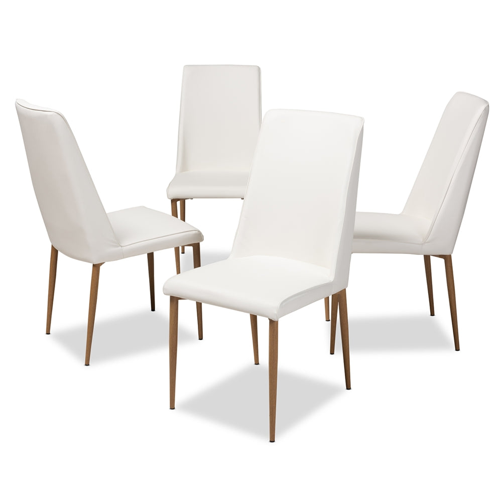 Baxton Studio Chandelle Modern And Contemporary White Faux Leather Upholstered Dining Chair (Set Of 4)