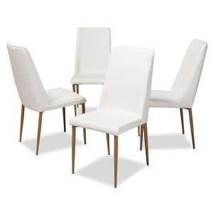 Baxton Studio Chandelle Modern And Contemporary White Faux Leather Upholstered Dining Chair (Set Of 4)