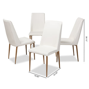 Baxton Studio Chandelle Modern And Contemporary White Faux Leather Upholstered Dining Chair (Set Of 4)