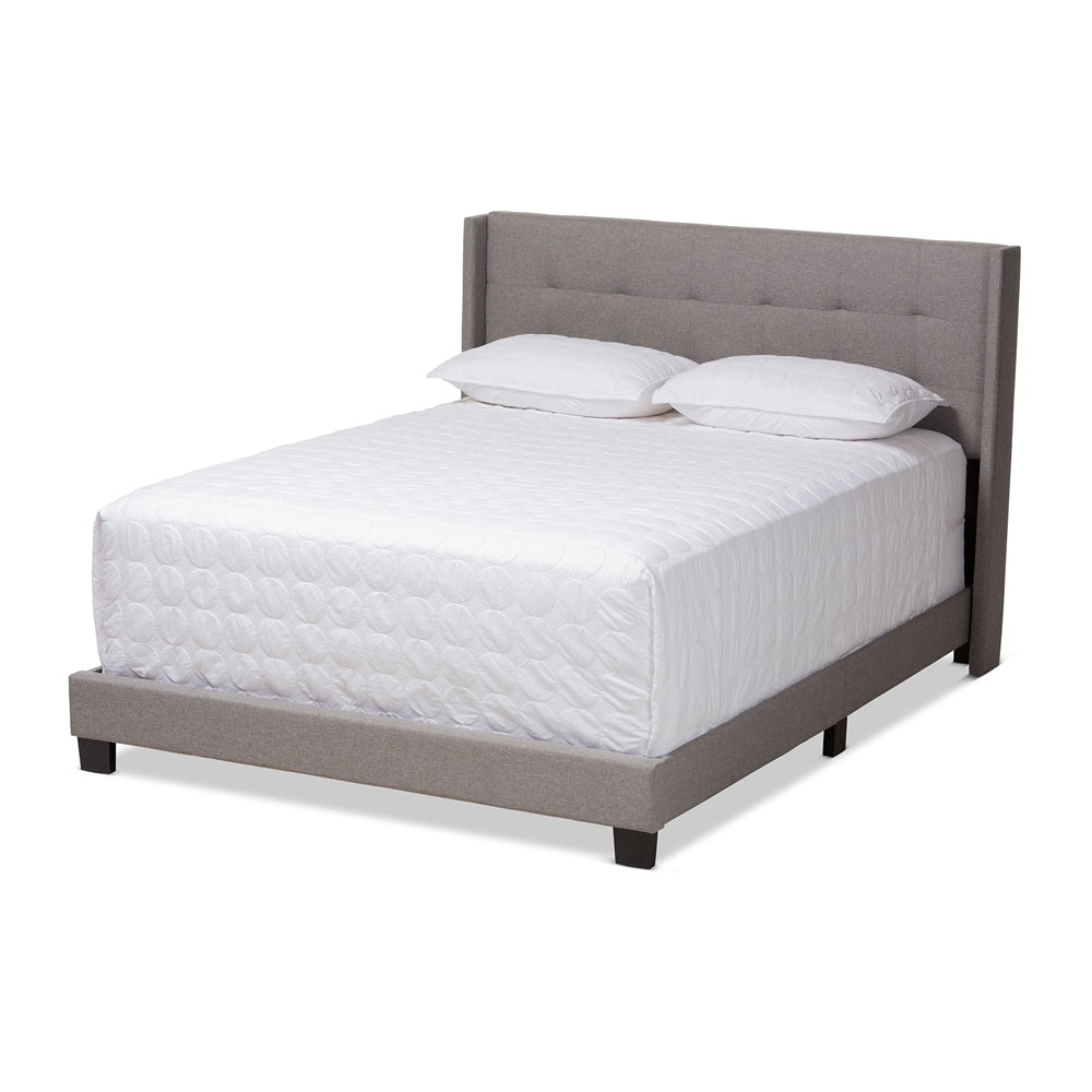 Baxton Studio Lisette Modern And Contemporary Grey Fabric Upholstered King Size Bed