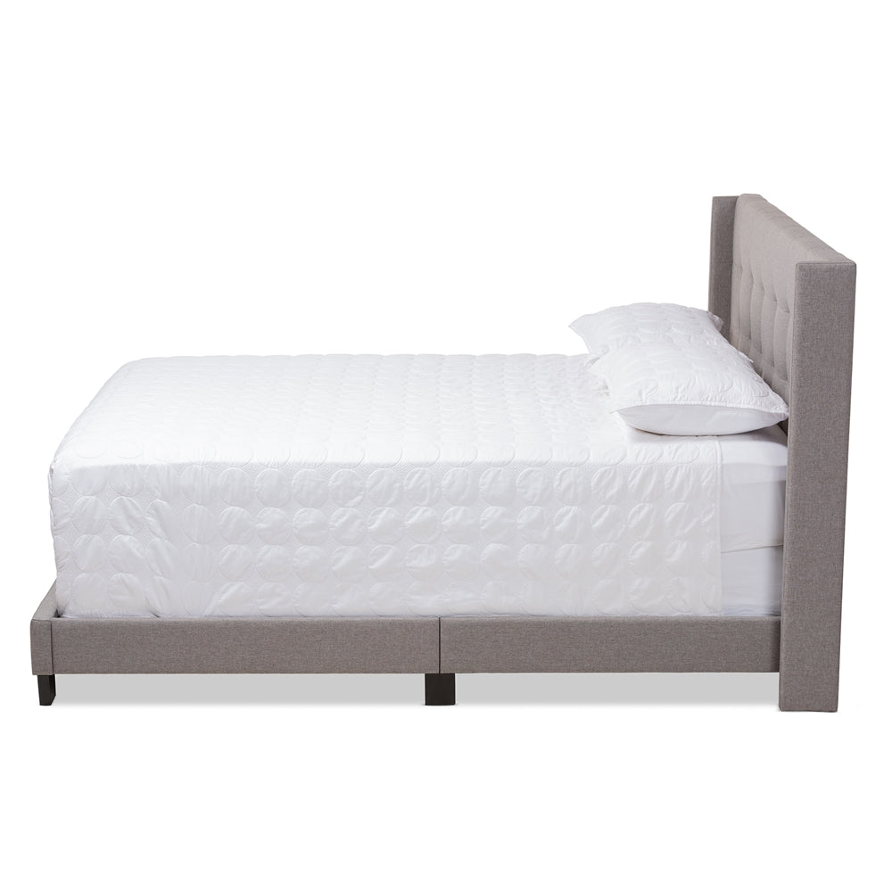 Baxton Studio Lisette Modern And Contemporary Grey Fabric Upholstered King Size Bed