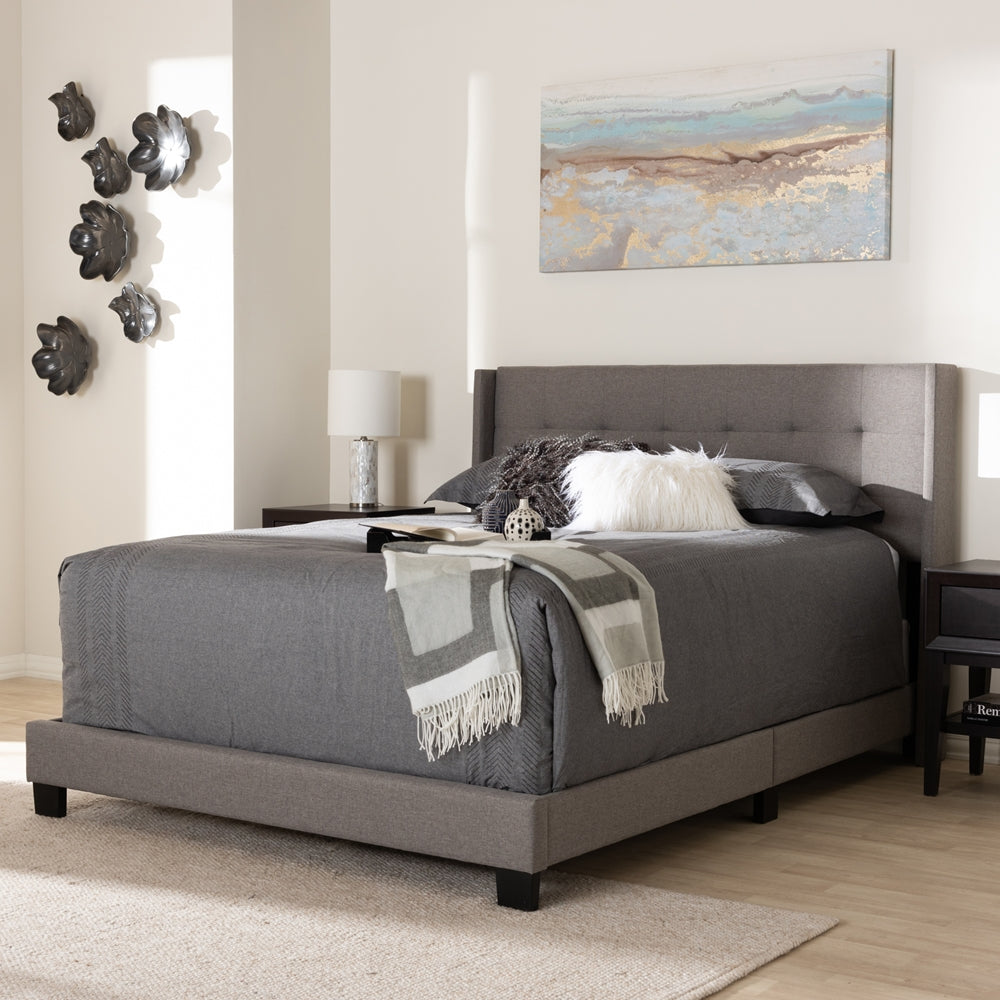 Baxton Studio Lisette Modern And Contemporary Grey Fabric Upholstered Queen Size Bed