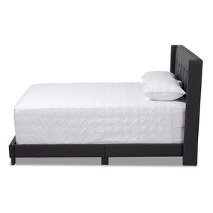 Baxton Studio Lisette Modern And Contemporary Charcoal Grey Fabric Upholstered Queen Size Bed