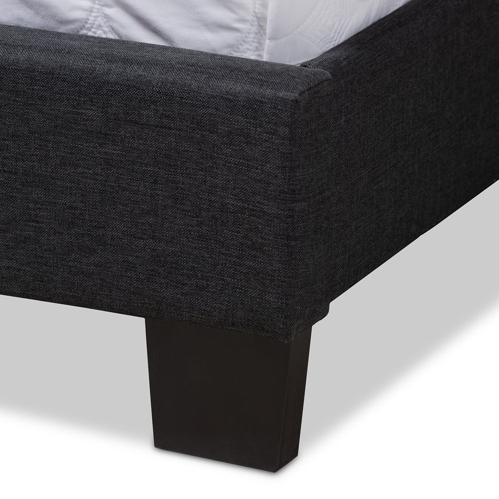 Baxton Studio Lisette Modern And Contemporary Charcoal Grey Fabric Upholstered King Size Bed