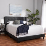 Load image into Gallery viewer, Baxton Studio Lisette Modern And Contemporary Charcoal Grey Fabric Upholstered Queen Size Bed
