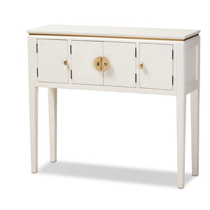 Baxton Studio Aiko Classic And Traditional Japanese-Inspired Off-White Finished 4-Door Wood Console Table