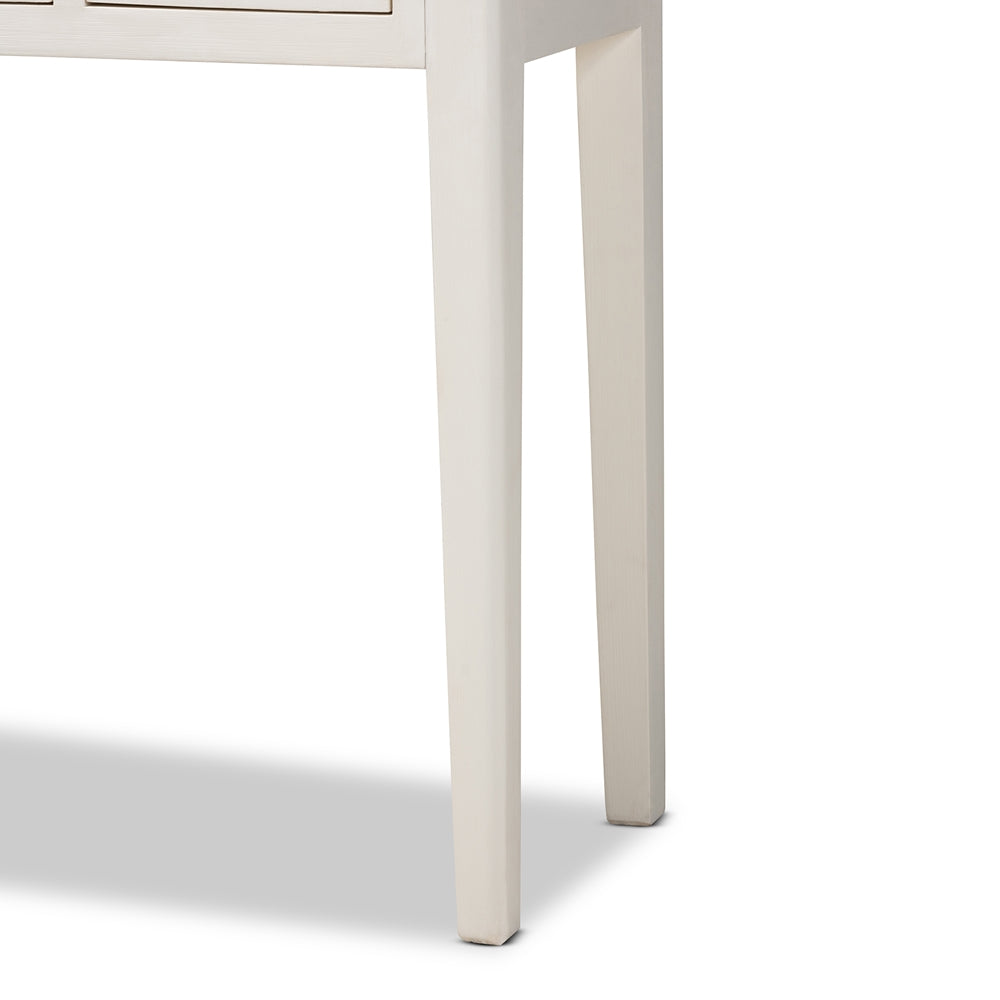 BAXTON STUDIO AIKO CLASSIC AND TRADITIONAL JAPANESE-INSPIRED OFF-WHITE FINISHED 4-DOOR WOOD CONSOLE TABLE