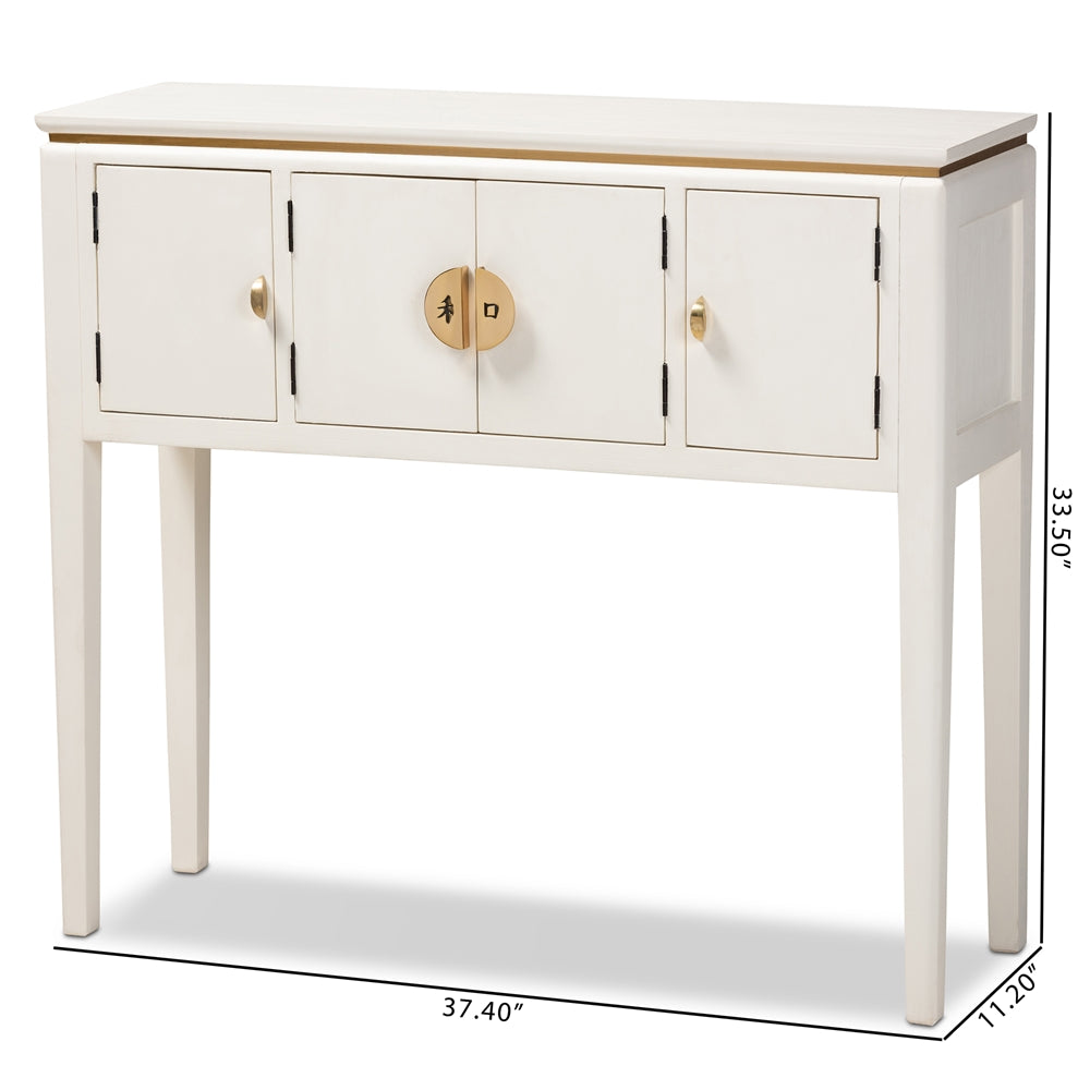 Baxton Studio Aiko Classic And Traditional Japanese-Inspired Off-White Finished 4-Door Wood Console Table