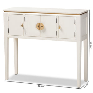 Baxton Studio Aiko Classic And Traditional Japanese-Inspired Off-White Finished 4-Door Wood Console Table