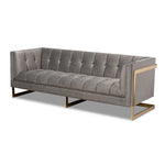 Load image into Gallery viewer, Baxton Studio Ambra Glam And Luxe Grey Velvet Fabric Upholstered And Button Tufted Sofa With Gold-Tone Frame
