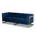 Load image into Gallery viewer, Baxton Studio Ambra Glam And Luxe Navy Blue Velvet Fabric Upholstered And Button Tufted Gold Sofa With Gold-Tone Frame
