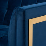 Load image into Gallery viewer, Baxton Studio Ambra Glam And Luxe Navy Blue Velvet Fabric Upholstered And Button Tufted Gold Sofa With Gold-Tone Frame
