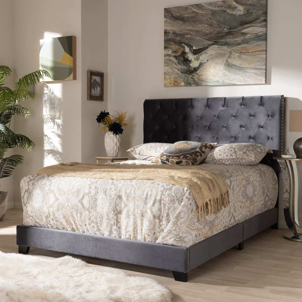 Baxton Studio Candace Luxe and Glamour Velvet Upholstered Bed