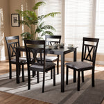 Load image into Gallery viewer, Baxton Studio Rosie Modern And Contemporary Espresso Brown Finished And Grey Fabric Upholstered 5-Piece Dining Set
