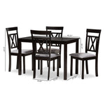 Load image into Gallery viewer, Baxton Studio Rosie Modern And Contemporary Espresso Brown Finished And Grey Fabric Upholstered 5-Piece Dining Set
