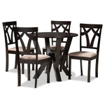 Load image into Gallery viewer, Baxton Studio Reagan Modern And Contemporary Sand Fabric Upholstered And Dark Brown Finished Wood 5-Piece Dining Set
