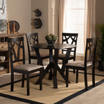 Load image into Gallery viewer, Baxton Studio Reagan Modern And Contemporary Sand Fabric Upholstered And Dark Brown Finished Wood 5-Piece Dining Set
