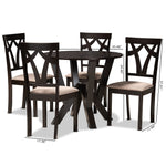 Load image into Gallery viewer, Baxton Studio Reagan Modern And Contemporary Sand Fabric Upholstered And Dark Brown Finished Wood 5-Piece Dining Set
