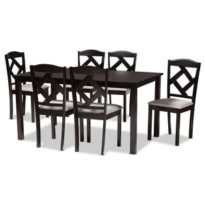 Baxton Studio Ruth Modern Transitional Fabric Upholstered and Finished Wood 7-Piece Dining Set