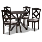 Load image into Gallery viewer, Baxton Studio Carlin Modern Transitional Grey Fabric Upholstered And Dark Brown Finished Wood 5-Piece Dining Set
