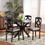 Load image into Gallery viewer, Baxton Studio Carlin Modern Transitional Grey Fabric Upholstered And Dark Brown Finished Wood 5-Piece Dining Set
