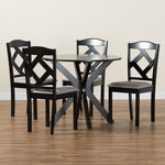 Load image into Gallery viewer, Baxton Studio Carlin Modern Transitional Grey Fabric Upholstered And Dark Brown Finished Wood 5-Piece Dining Set
