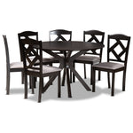 Load image into Gallery viewer, Baxton Studio Carlin Modern Transitional Grey Fabric Upholstered And Dark Brown Finished Wood 7-Piece Dining Set
