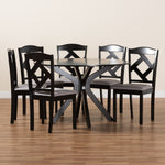 Load image into Gallery viewer, Baxton Studio Carlin Modern Transitional Grey Fabric Upholstered And Dark Brown Finished Wood 7-Piece Dining Set
