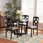 Load image into Gallery viewer, Baxton Studio Morigan Modern Transitional Grey Fabric Upholstered And Dark Brown Finished Wood 5-Piece Dining Set
