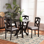 Load image into Gallery viewer, Baxton Studio Riona Modern Transitional Grey Fabric Upholstered And Dark Brown Finished Wood 5-Piece Dining Set
