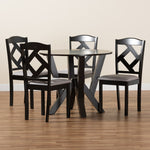 Load image into Gallery viewer, Baxton Studio Riona Modern Transitional Grey Fabric Upholstered And Dark Brown Finished Wood 5-Piece Dining Set
