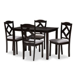 Load image into Gallery viewer, BAXTON STUDIO RUTH MODERN AND CONTEMPORARY ESPRESSO BROWN FINISHED AND GREY FABRIC UPHOLSTERED 5-PIECE DINING SET
