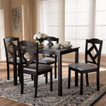 Load image into Gallery viewer, Baxton Studio Ruth Modern And Contemporary Espresso Brown Finished And Grey Fabric Upholstered 5-Piece Dining Set
