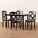 Load image into Gallery viewer, Baxton Studio Ruth Modern And Contemporary Espresso Brown Finished And Grey Fabric Upholstered 5-Piece Dining Set
