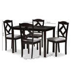 Load image into Gallery viewer, Baxton Studio Ruth Modern And Contemporary Espresso Brown Finished And Grey Fabric Upholstered 5-Piece Dining Set
