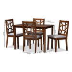 Load image into Gallery viewer, Baxton Studio Abilene Mid-Century Walnut Finished And Grey Fabric Upholstered 5-Piece Dining Set
