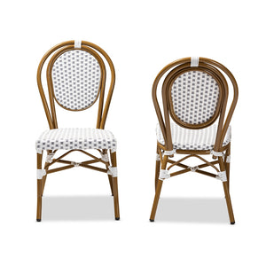 Baxton Studio Gauthier Classic French Indoor and Outdoor Bamboo Style Stackable Bistro Dining Chair Set of 2