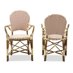 Load image into Gallery viewer, Baxton Studio Seva Classic French Indoor and Outdoor Bamboo Style Stackable Bistro Dining Chair Set of 2
