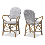 Load image into Gallery viewer, Baxton Studio Seva Classic French Indoor And Outdoor Beige And Red Bamboo Style Stackable Bistro Dining Chair Set Of 2
