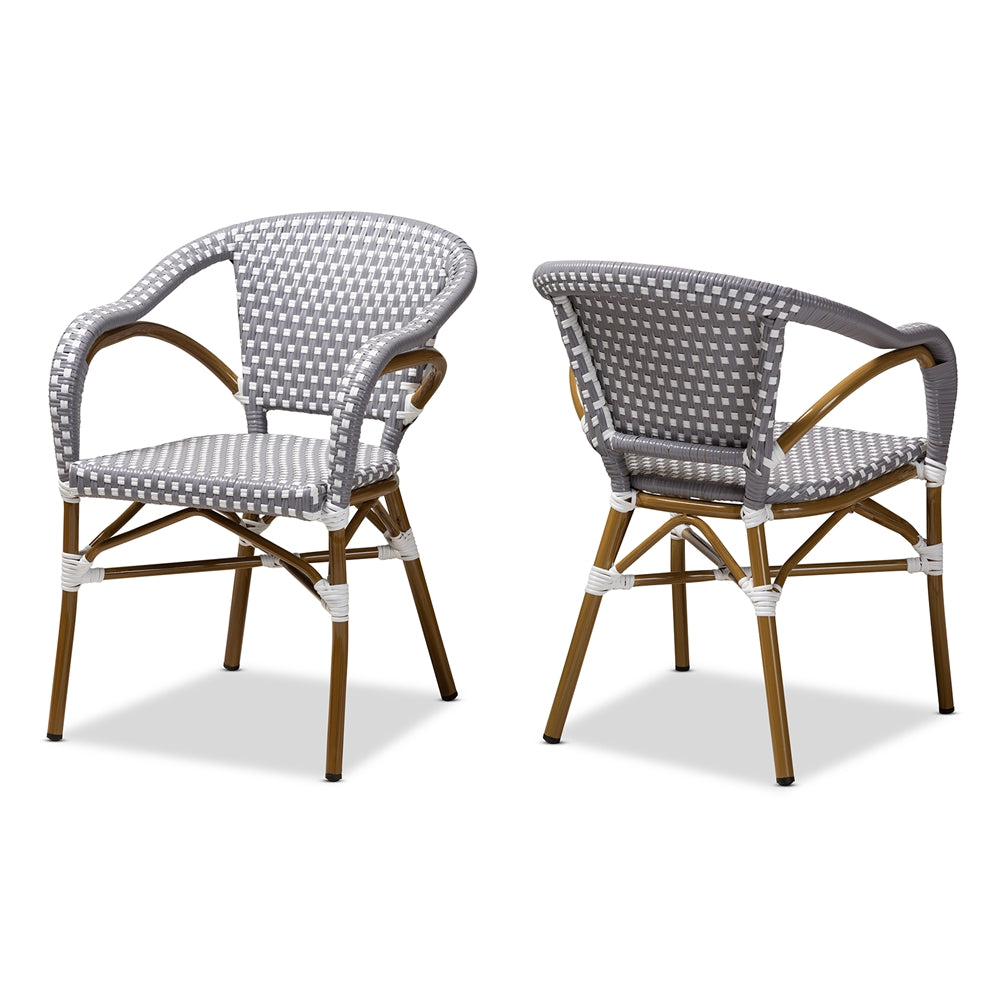 Baxton Studio Eliane Classic French Indoor and Outdoor Bamboo Style Stackable Bistro Dining Chair Set of 2